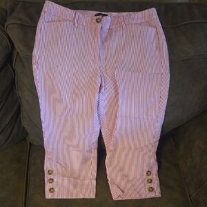 Talbots Textured Pink and White Striped Capris Size 4P